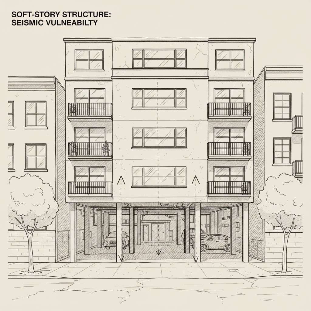 Illustration of a Soft Story Building