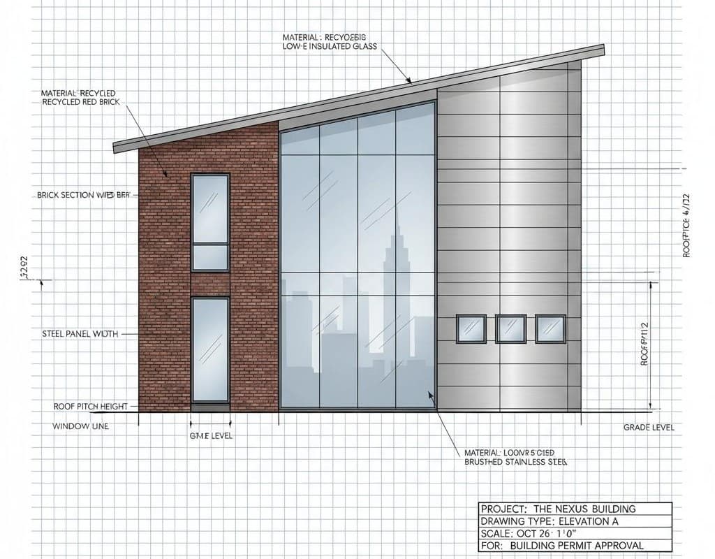 Elevation Drawing for Construction Drawings for Building Permit
